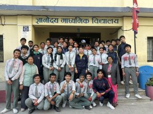 Student group celebrating achievement